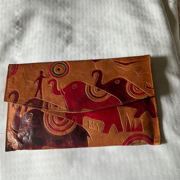 Bags Vintage Elephants Leather Clutch Purse Poshmark